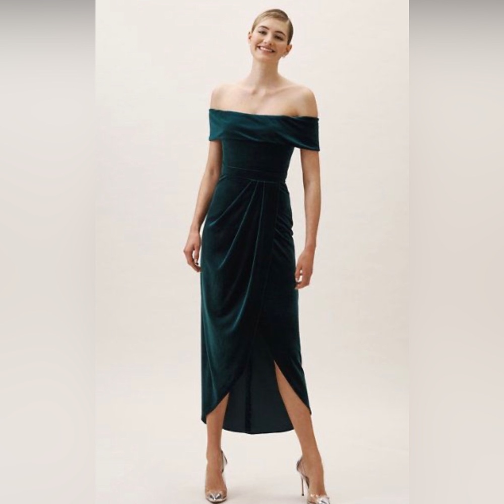 BHLDN Velvet Green Bridesmaids Dress